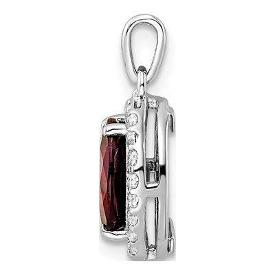 Sterling Silver Garnet & White Topaz Oval Pendant – view 3