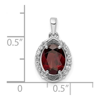 Sterling Silver Garnet & White Topaz Oval Pendant – view 4