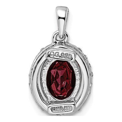 Sterling Silver Garnet & White Topaz Oval Pendant – view 5