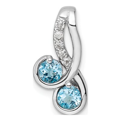 Sterling Silver Swiss Blue Topaz & White Topaz 7t.w LSBT Pendant