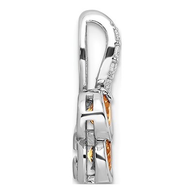 Sterling Silver Citrine & White Topaz Double Circle Pendant – view 3
