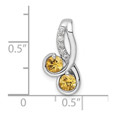 Sterling Silver Citrine & White Topaz Double Circle Pendant – view 4