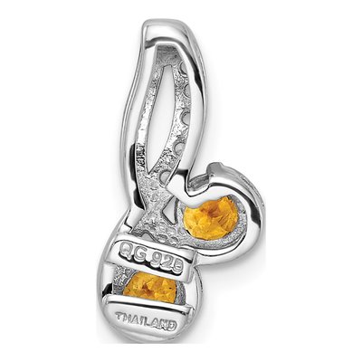 Sterling Silver Citrine & White Topaz Double Circle Pendant – view 5