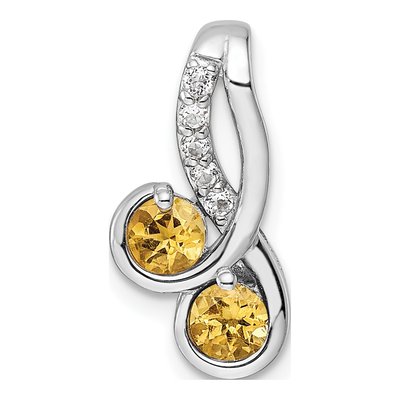 Sterling Silver Citrine & White Topaz Double Circle Pendant