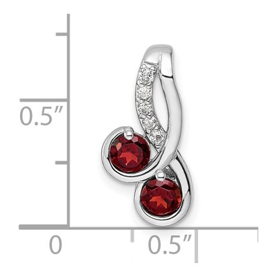 Sterling Silver Garnet & White Topaz Circle Pendant – view 4