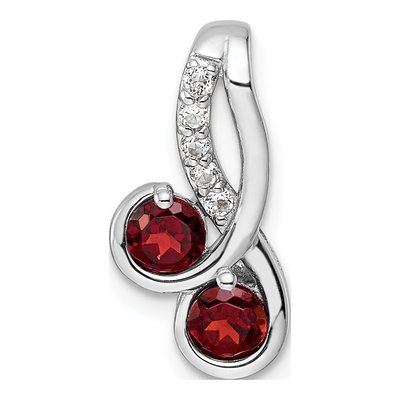 Sterling Silver Garnet & White Topaz Circle Pendant
