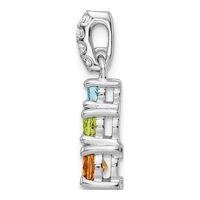 Sterling Silver Swiss Blue Topaz & Peridot Multi-Gemstone 3-Stone Pendant – view 3