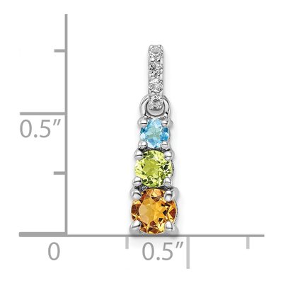 Sterling Silver Swiss Blue Topaz & Peridot Multi-Gemstone 3-Stone Pendant – view 4