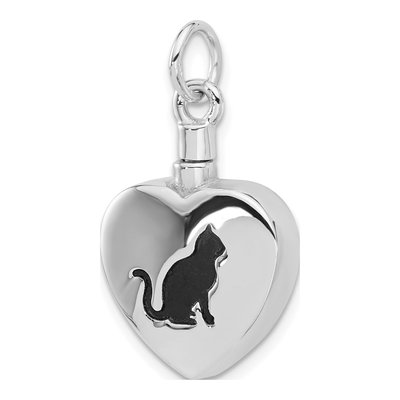 Sterling Silver Cat Ash Holder Heart Pendant – view 5