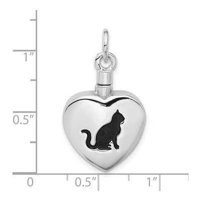 Sterling Silver Cat Ash Holder Heart Pendant – view 6