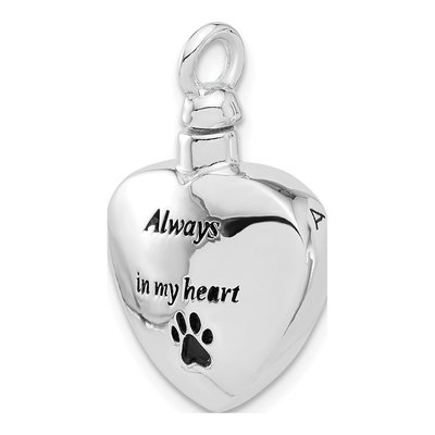 Sterling Silver Heart Paw Print Ash Holder Pendant – view 5