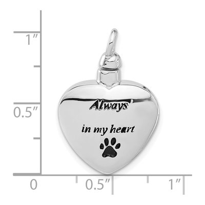 Sterling Silver Heart Paw Print Ash Holder Pendant – view 6