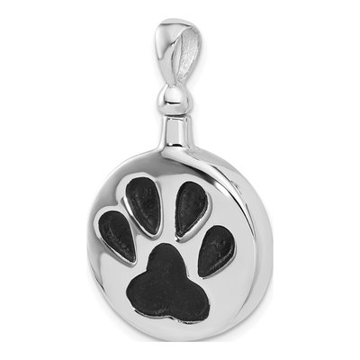Sterling Silver Paw Print Ash Holder Pendant – view 5