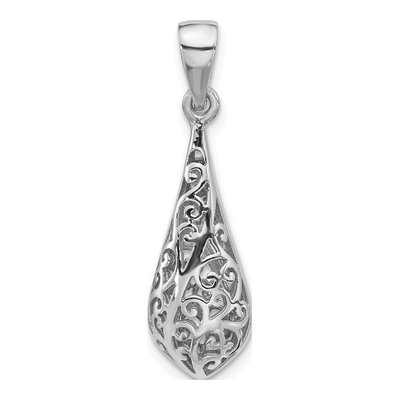 Sterling Silver Filigree Teardrop Pendant – view 4