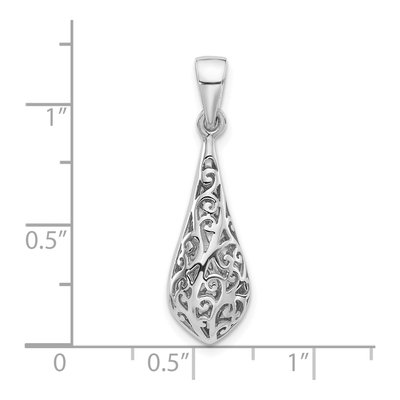 Sterling Silver Filigree Teardrop Pendant – view 5