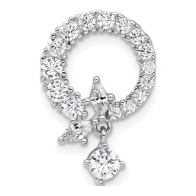 Sterling Silver CZ Circle Slide Pendant