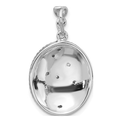 Sterling Silver CZ Enamel Swirl Oval Pendant – view 3
