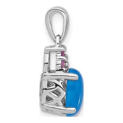 Sterling Silver Onyx & Lab-Created Sapphire Pendant – view 2