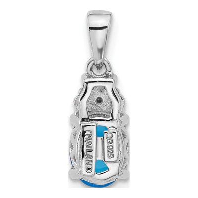 Sterling Silver Onyx & Lab-Created Sapphire Pendant – view 3