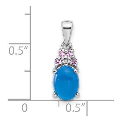 Sterling Silver Onyx & Lab-Created Sapphire Pendant – view 4