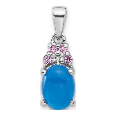 Sterling Silver Onyx & Lab-Created Sapphire Pendant