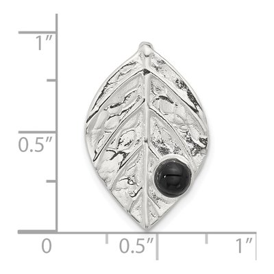 Sterling Silver Onyx Leaf Slide Pendant – view 4