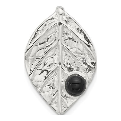 Sterling Silver Onyx Leaf Slide Pendant