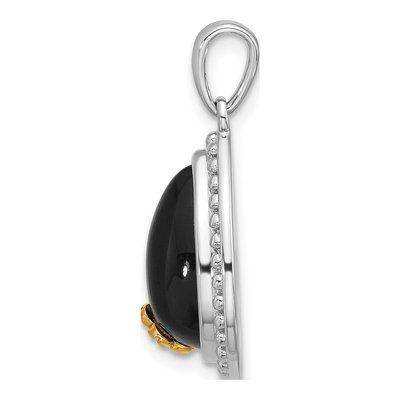 Sterling Silver & 14K Gold Onyx Teardrop Pendant – view 2