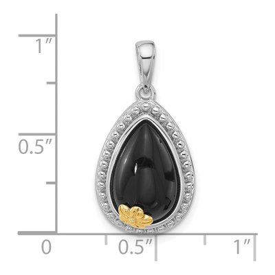 Sterling Silver & 14K Gold Onyx Teardrop Pendant – view 4