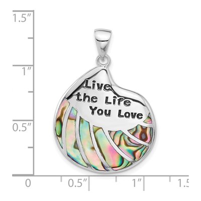 Sterling Silver Abalone Live Life You Love Pendant – view 4