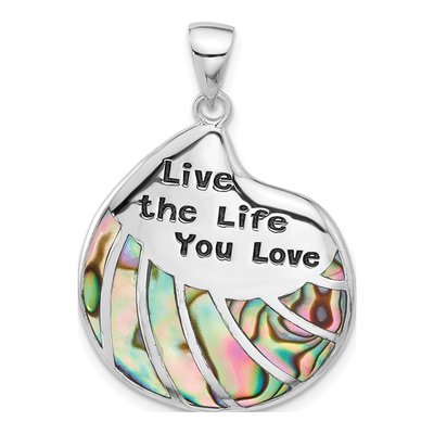 Sterling Silver Abalone Live Life You Love Pendant
