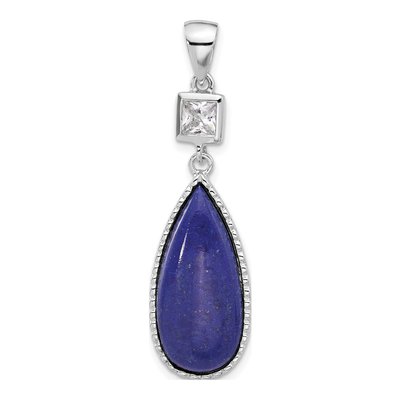 Sterling Silver CZ Lazuli Pendant
