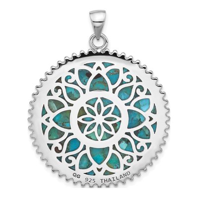 Sterling Silver Turquoise Flower Pendant – view 4
