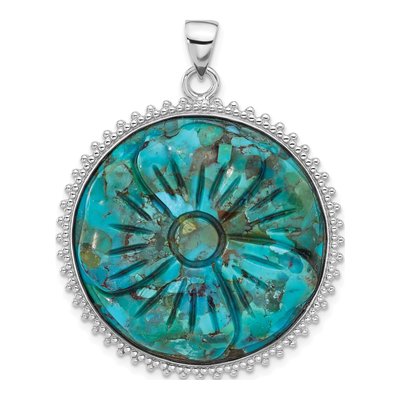 Sterling Silver Turquoise Flower Pendant