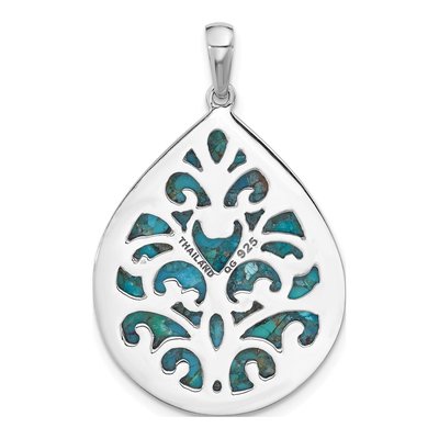 Sterling Silver Turquoise Teardrop Pendant – view 4