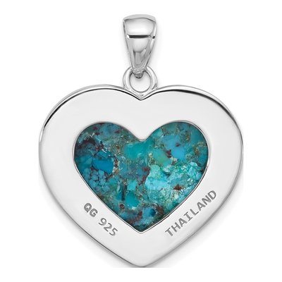 Sterling Silver Turquoise Heart Pendant – view 3