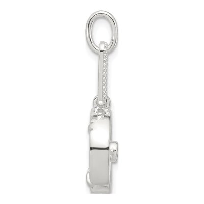 Sterling Silver Lab-Created Mother of Pearl & CZ E-Coated Pendant – view 2
