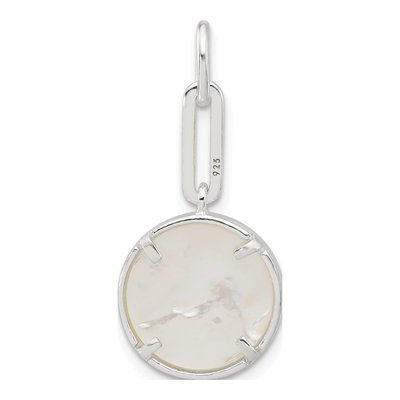 Sterling Silver Lab-Created Mother of Pearl & CZ E-Coated Pendant – view 3
