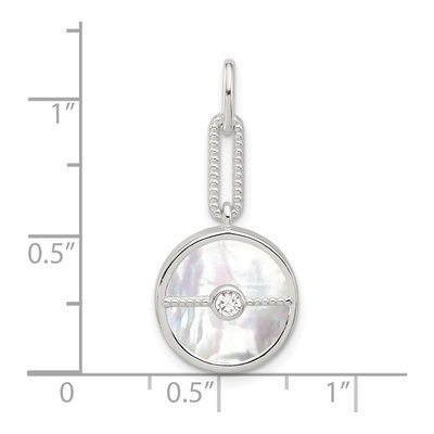 Sterling Silver Lab-Created Mother of Pearl & CZ E-Coated Pendant – view 4