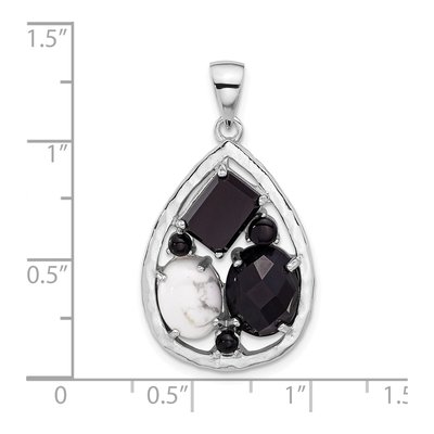 Sterling Silver Agate Howlite Teardrop Pendant – view 5
