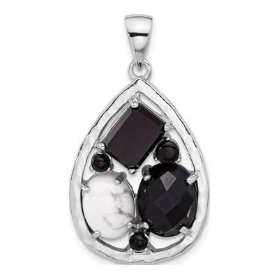 Sterling Silver Agate Howlite Teardrop Pendant