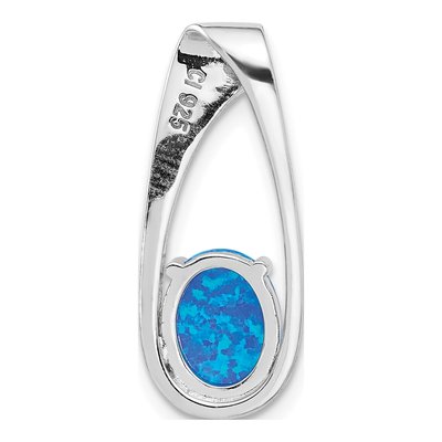 Sterling Silver Lab-Created Opal Slide Pendant – view 4