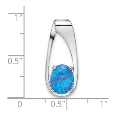 Sterling Silver Lab-Created Opal Slide Pendant – view 5