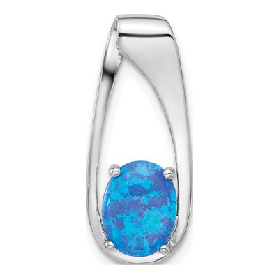 Sterling Silver Lab-Created Opal Slide Pendant