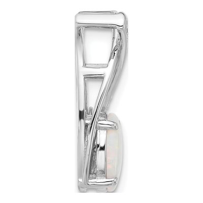 Sterling Silver Lab-Created Opal & CZ Slide Pendant – view 3
