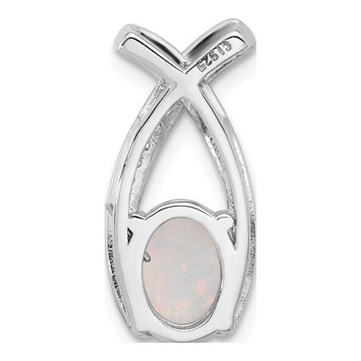 Sterling Silver Lab-Created Opal & CZ Slide Pendant – view 4