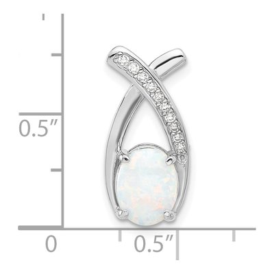Sterling Silver Lab-Created Opal & CZ Slide Pendant – view 5