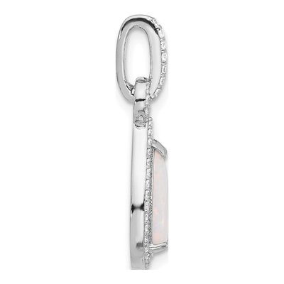 Sterling Silver Lab-Created Opal & CZ Teardrop Pendant – view 2