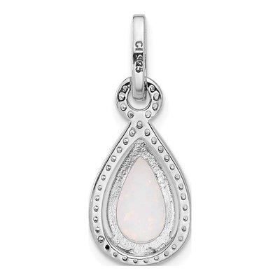 Sterling Silver Lab-Created Opal & CZ Teardrop Pendant – view 3