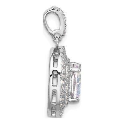 Sterling Silver CZ Square Halo Pendant – view 2